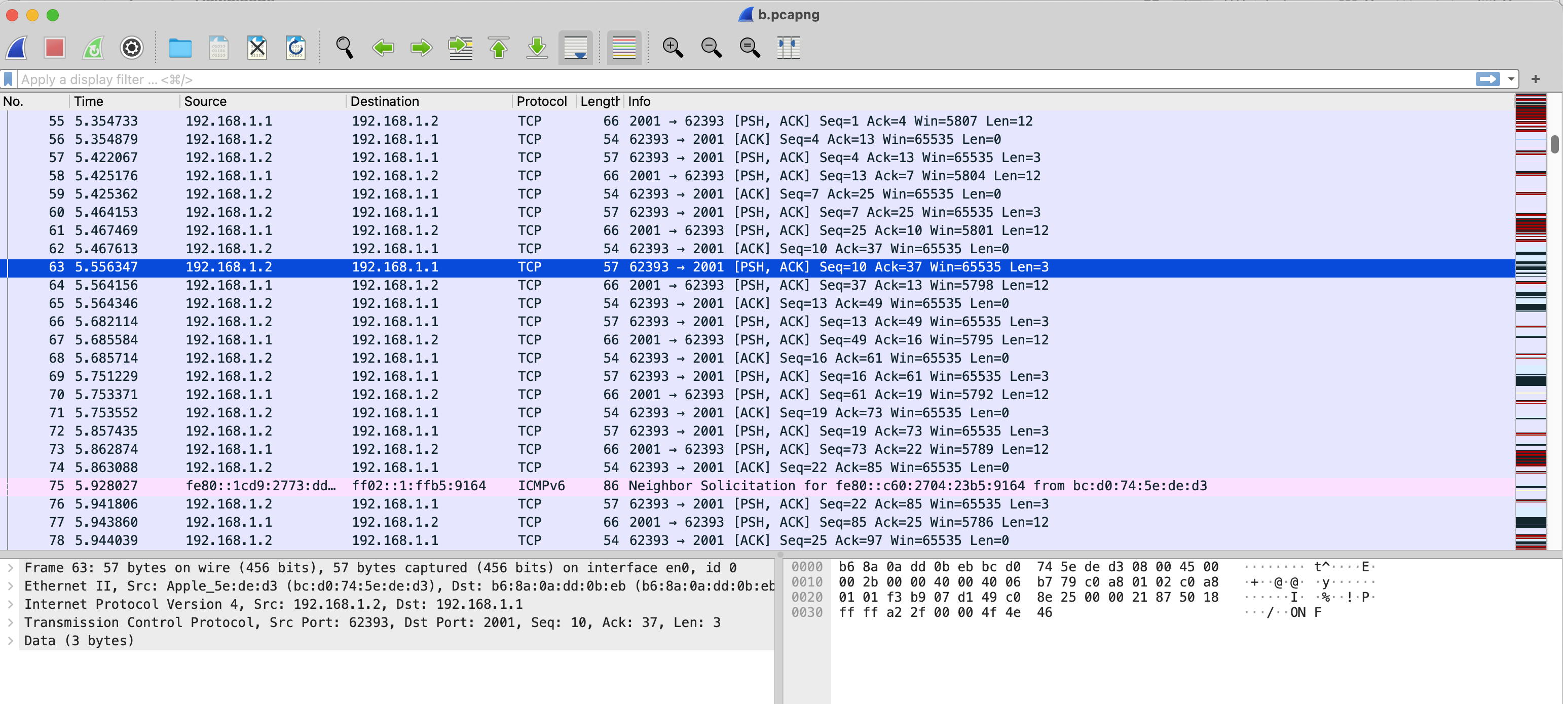 Analyzing network protocol using Wireshark